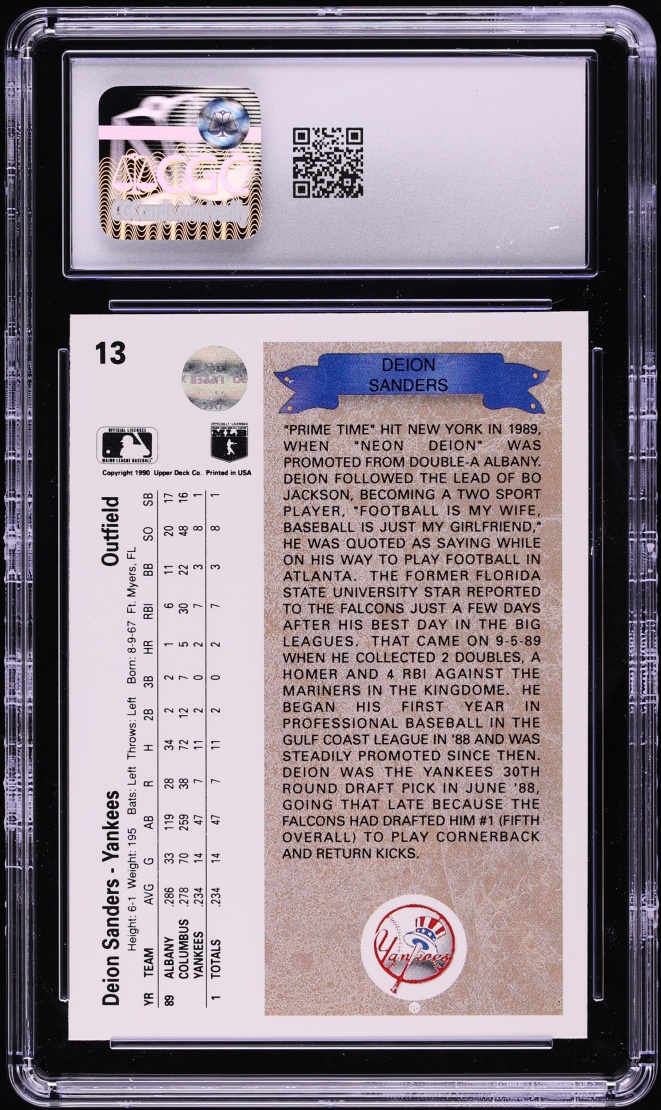 1990 Upper Deck Deion Sanders ROOKIE #13 CGC 9 MINT