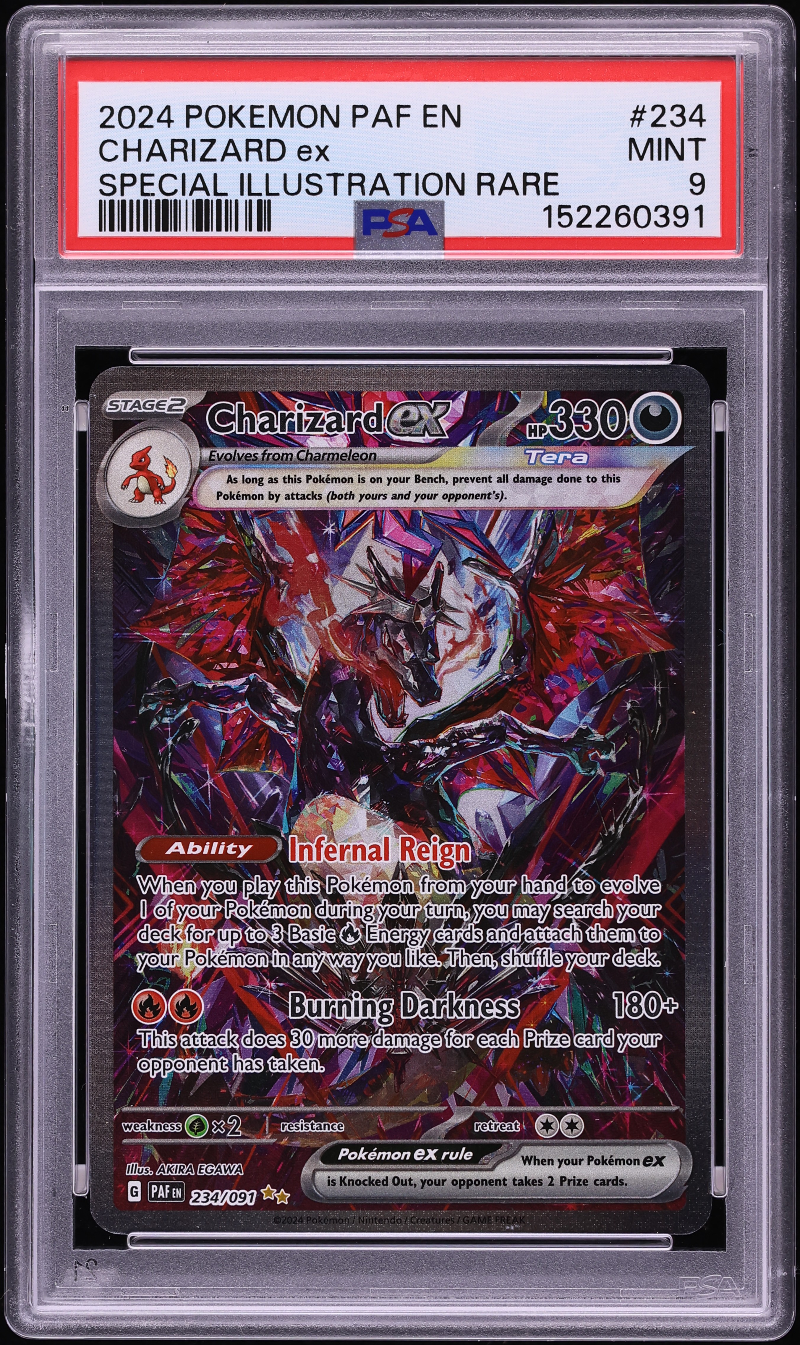 2024 Pokemon Scarlet & Violet Paldean Fates SIR Charizard ex #234 PSA 9 MINT