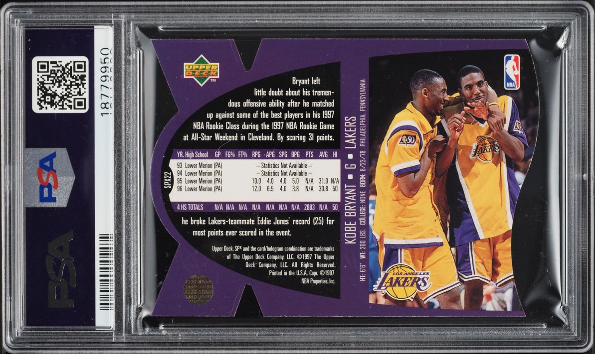 1997 SPx Die-Cut Kobe Bryant #SPX22 PSA 10 GEM MINT