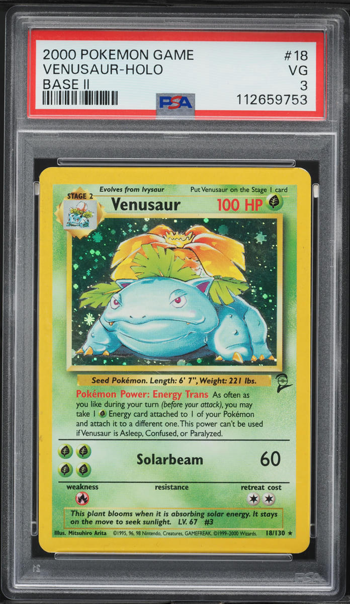 2000 Pokemon Base Set 2 Holo Venusaur #18 PSA 3 VG