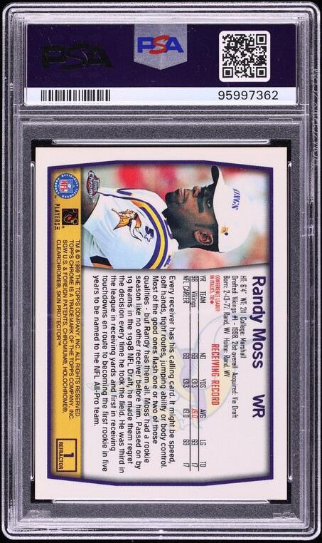 1999 Topps Chrome Refractor Randy Moss #1 PSA 9 MINT