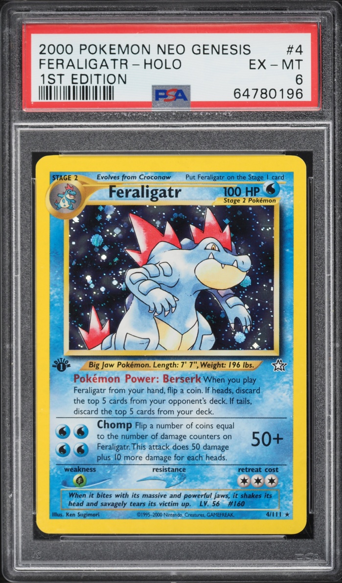 2000 Pokemon Neo Genesis 1st Edition Holo Feraligatr #4 PSA 6 EXMT