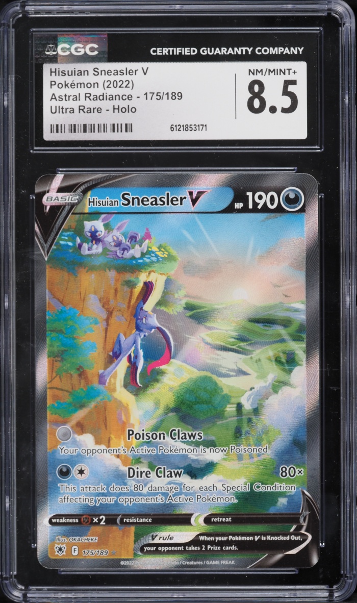 2022 Pokemon Sword & Shield Astral Radiance Alt Art Hisuian Sneasler V #175 CGC 8.5 NM-MT+