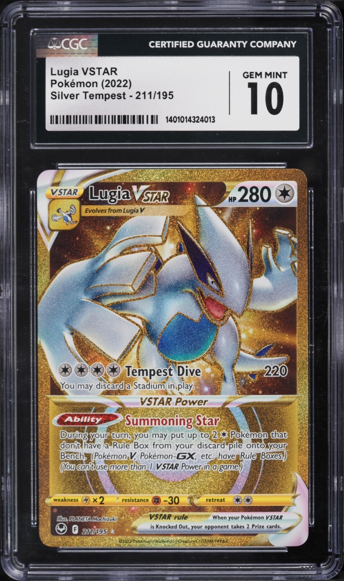 2022 Pokemon Sword & Shield Silver Tempest Gold Rare Lugia VSTAR #211 CGC 10 GEM MINT
