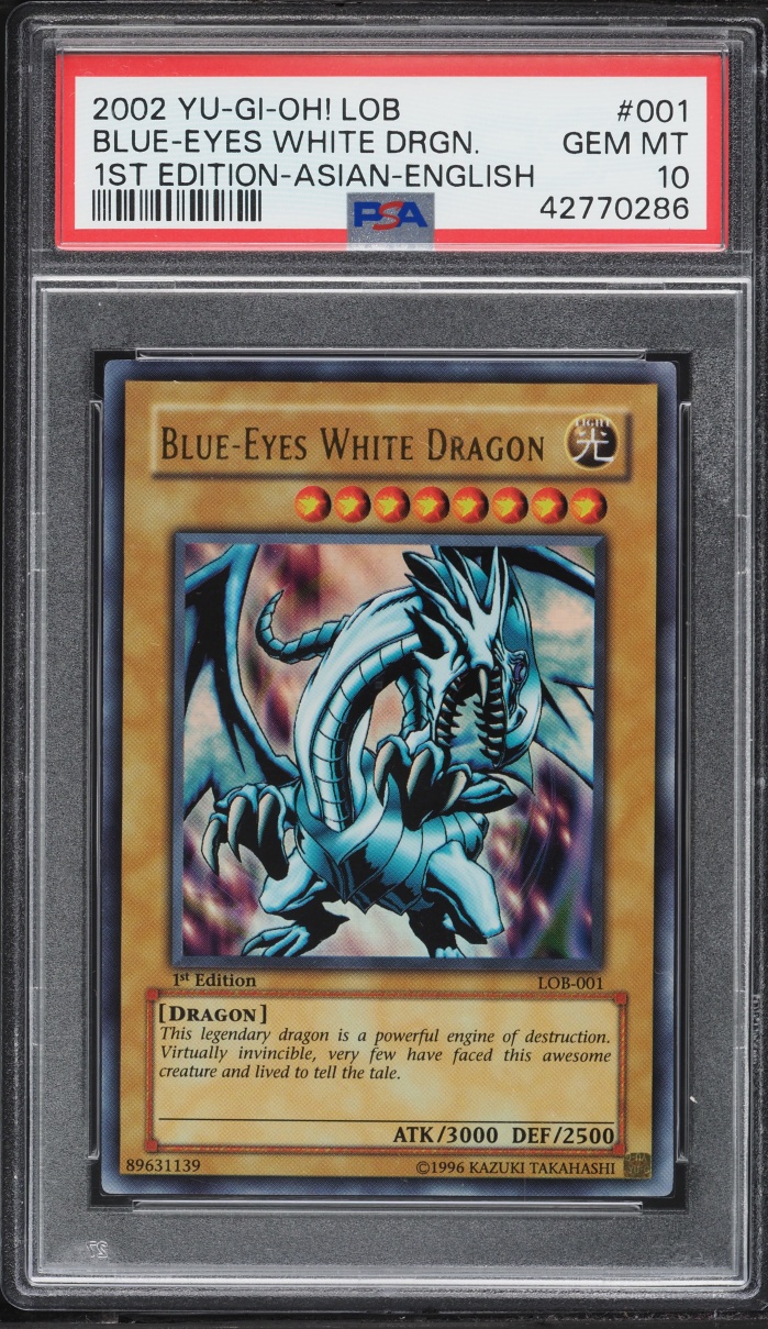 2002 Yu-Gi-Oh! Asian English LOB 1st Edition Blue-Eyes White Dragon #LOB-001 PSA 10 GEM MINT