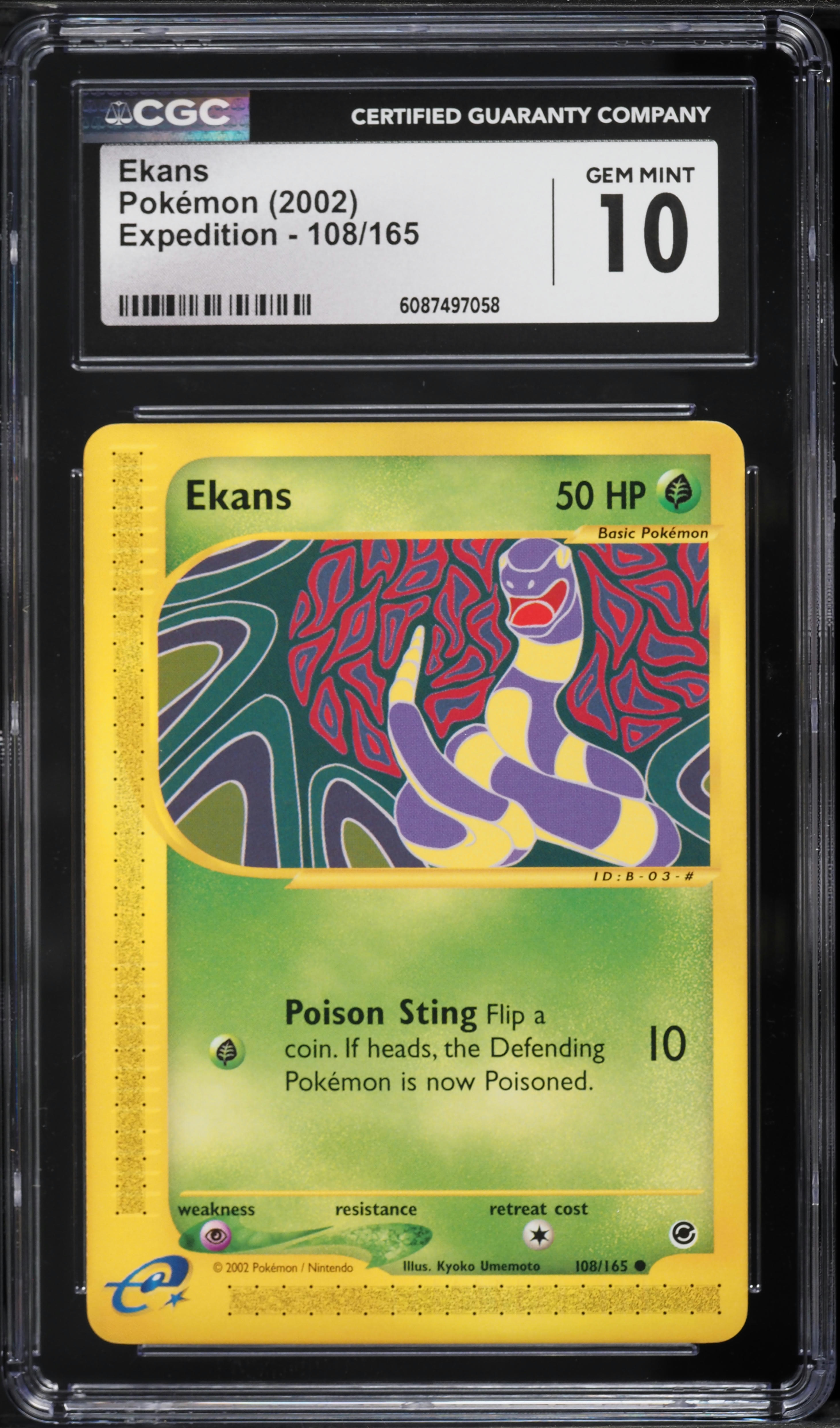 2002 Pokemon Expedition Ekans #108 CGC 10 GEM MINT