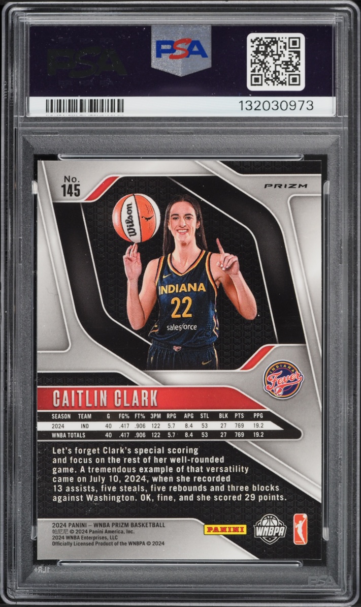2024 Panini Prizm WNBA Ice Caitlin Clark ROOKIE #145 PSA 9 MINT