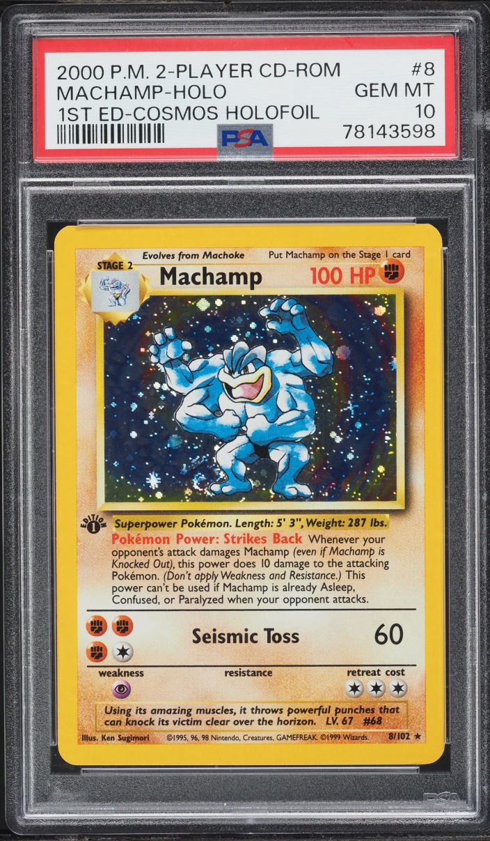 1999 Pokemon Base Set CD Starter 1st Edition Cosmos Holo Machamp #8 PSA 10 GEM MINT
