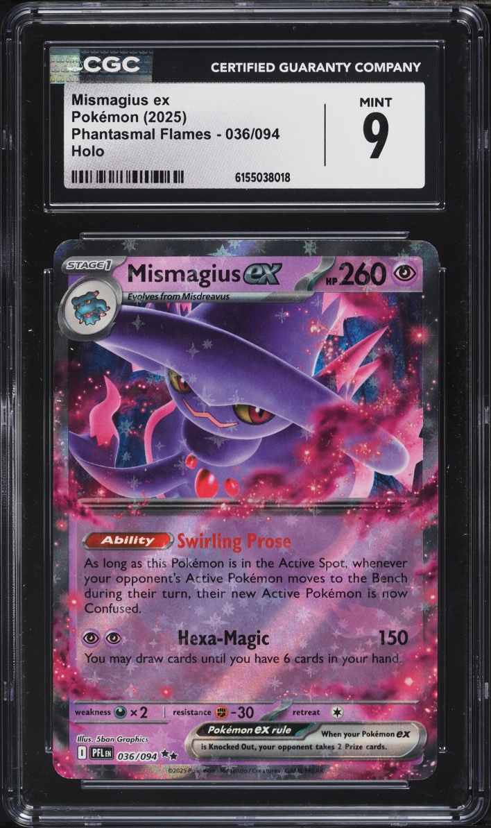 2025 Pokemon Mega Evolution Phantasmal Flames Additional Ink Holo Mismagius Ex #36 CGC 9 MINT