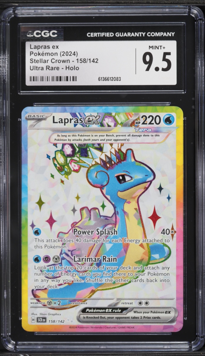 2024 Pokemon Scarlet & Violet Stellar Crown Full Art Lapras ex #158 CGC 9.5 MINT+