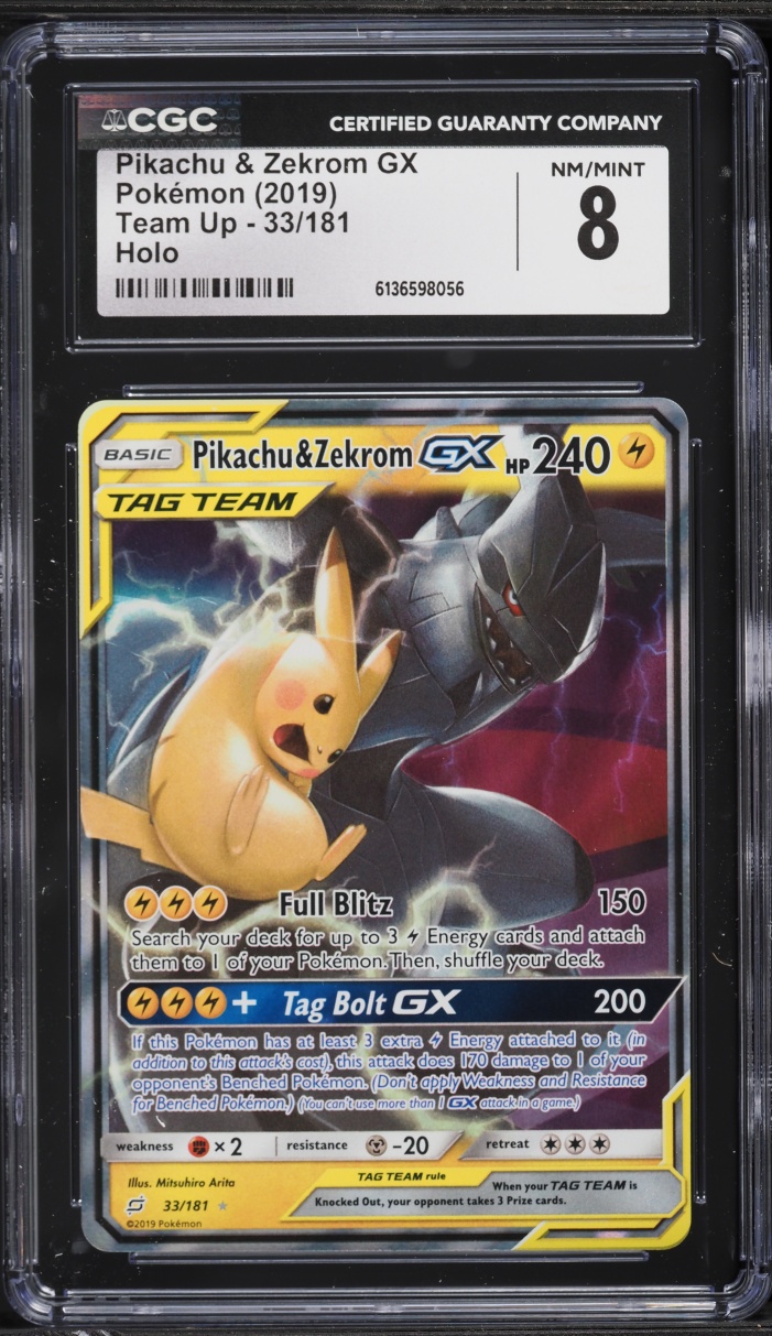 2019 Pokemon Sun & Moon Team Up Pikachu & Zekrom GX #33 CGC 8 NM-MT