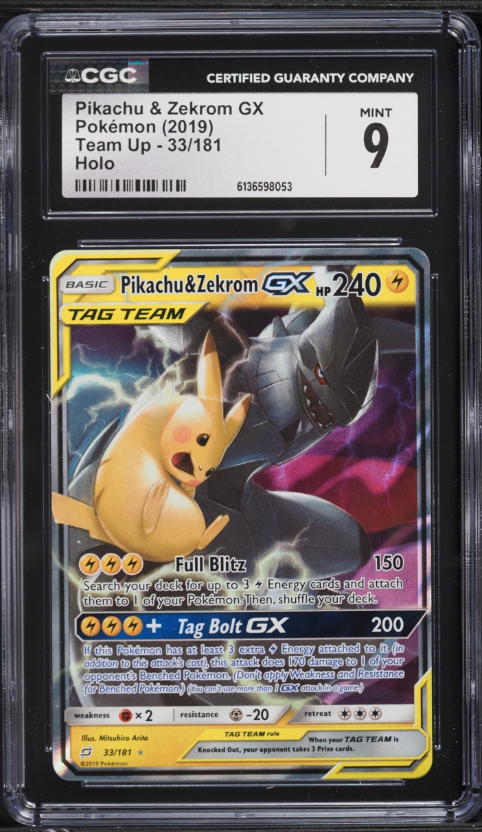 2019 Pokemon Sun & Moon Team Up Pikachu & Zekrom GX #33 CGC 9 MINT