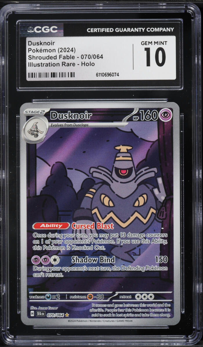 2024 Pokemon Scarlet & Violet Shrouded Fable IR Dusknoir #70 CGC 10 GEM MINT