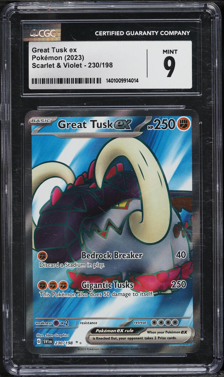 2023 Pokemon Scarlet & Violet Full Art Great Tusk Ex #230 CGC 9 MINT