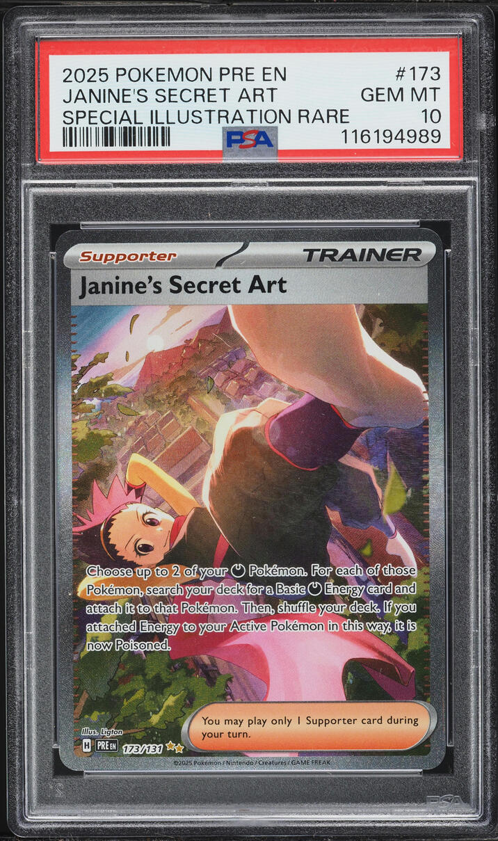 2025 Pokemon Scarlet & Violet Prismatic Evolutions SIR Janine's Secret Art #173 PSA 10 GEM MINT