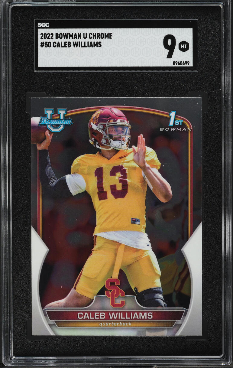 2022 Bowman Chrome University Caleb Williams ROOKIE #50 SGC 9 MINT