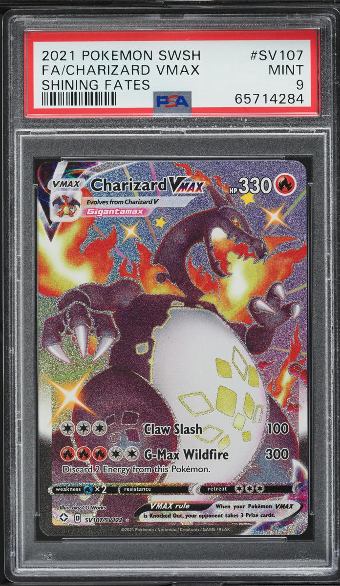 2021 Pokemon SWSH Shining Fates Full Art Charizard VMAX #SV107 PSA 9 MINT