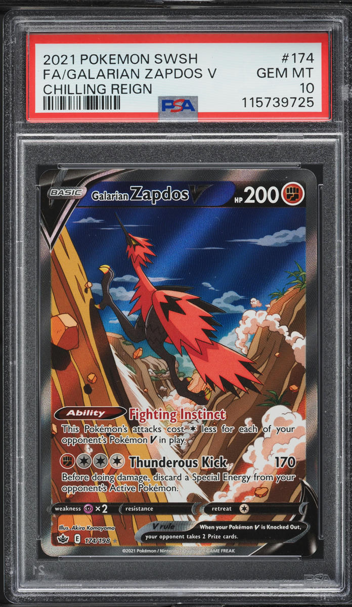 2021 Pokemon SWSH Chilling Reign Alt Art Galarian Zapdos V #174 PSA 10 GEM MINT
