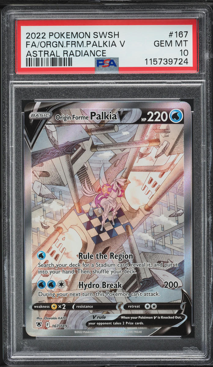2022 Pokemon SWSH Astral Radiance Full Art Origin Forme Palkia V #167 PSA 10 GEM