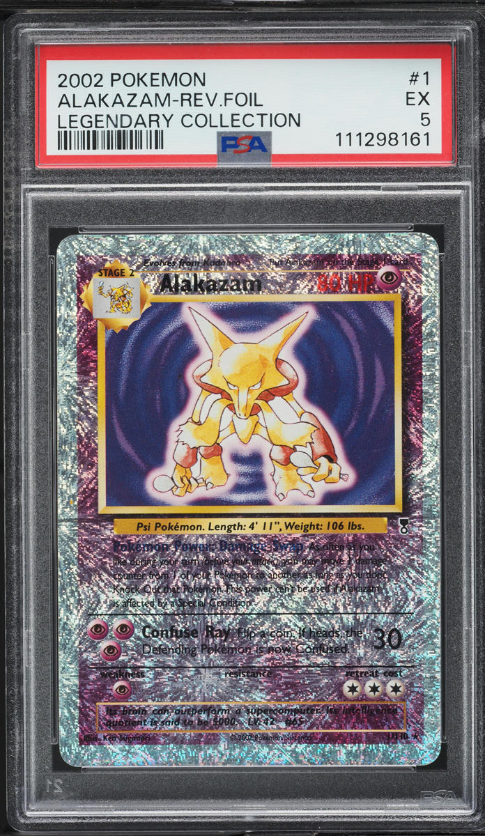2002 Pokemon Legendary Collection Reverse Holo Alakazam #1 PSA 5 EX