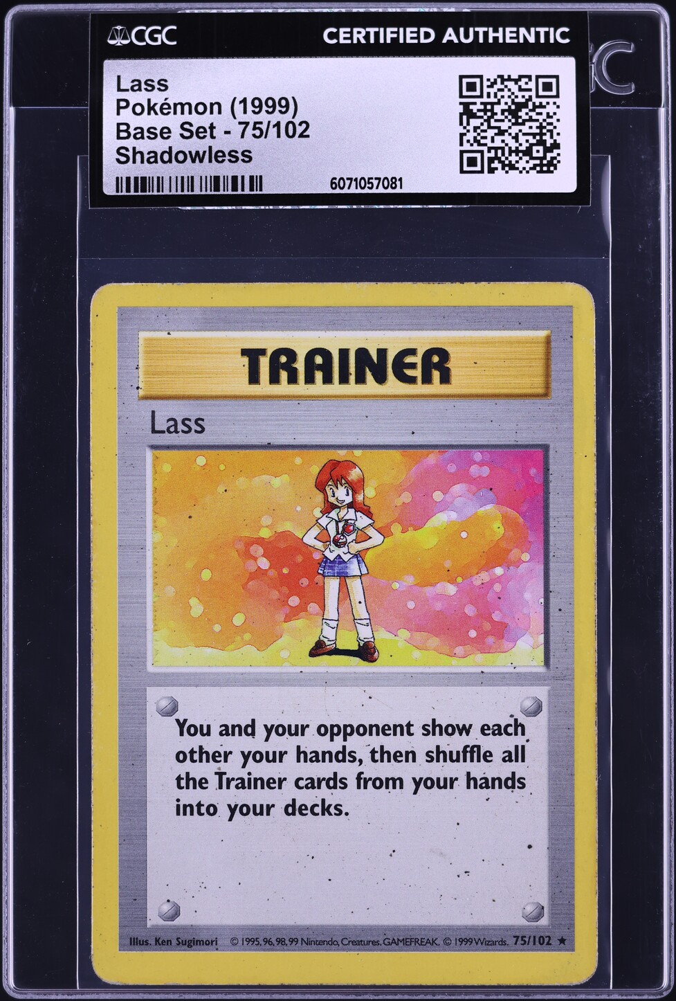 1999 Pokemon Base Set Shadowless Lass #75 CGC AUTH on Fanatics Collect