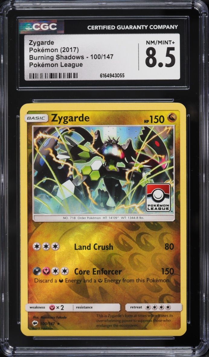 2017 Pokemon Sun & Moon Burning Shadows League Zygarde #100 CGC 8.5 NM-MT+
