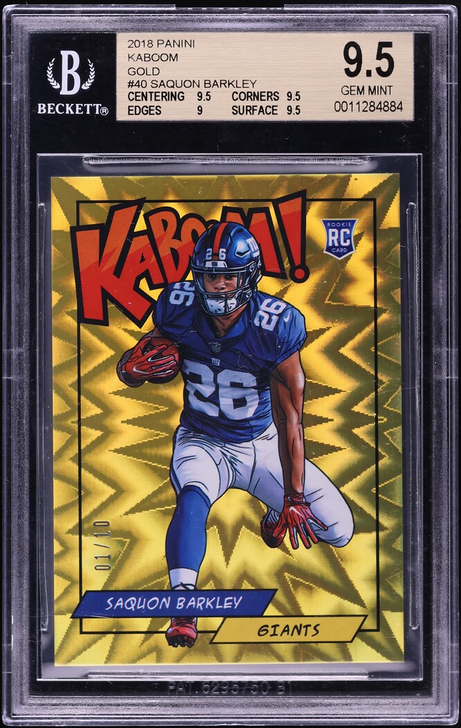 2018 Panini Kaboom! Gold Saquon Barkley ROOKIE 1/10 #K-SB BGS 9.5 GEM MINT