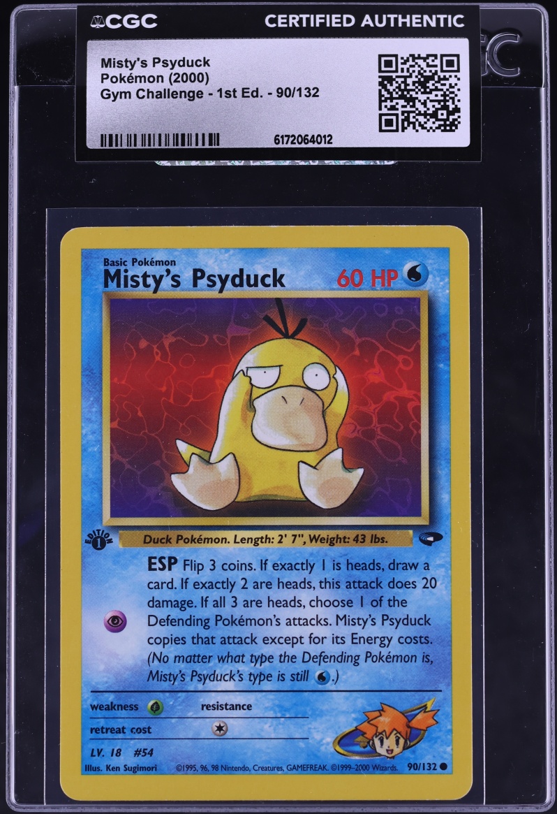 2000 Pokemon Gym Challenge 1st Edition Misty's Psyduck #90 CGC AUTH