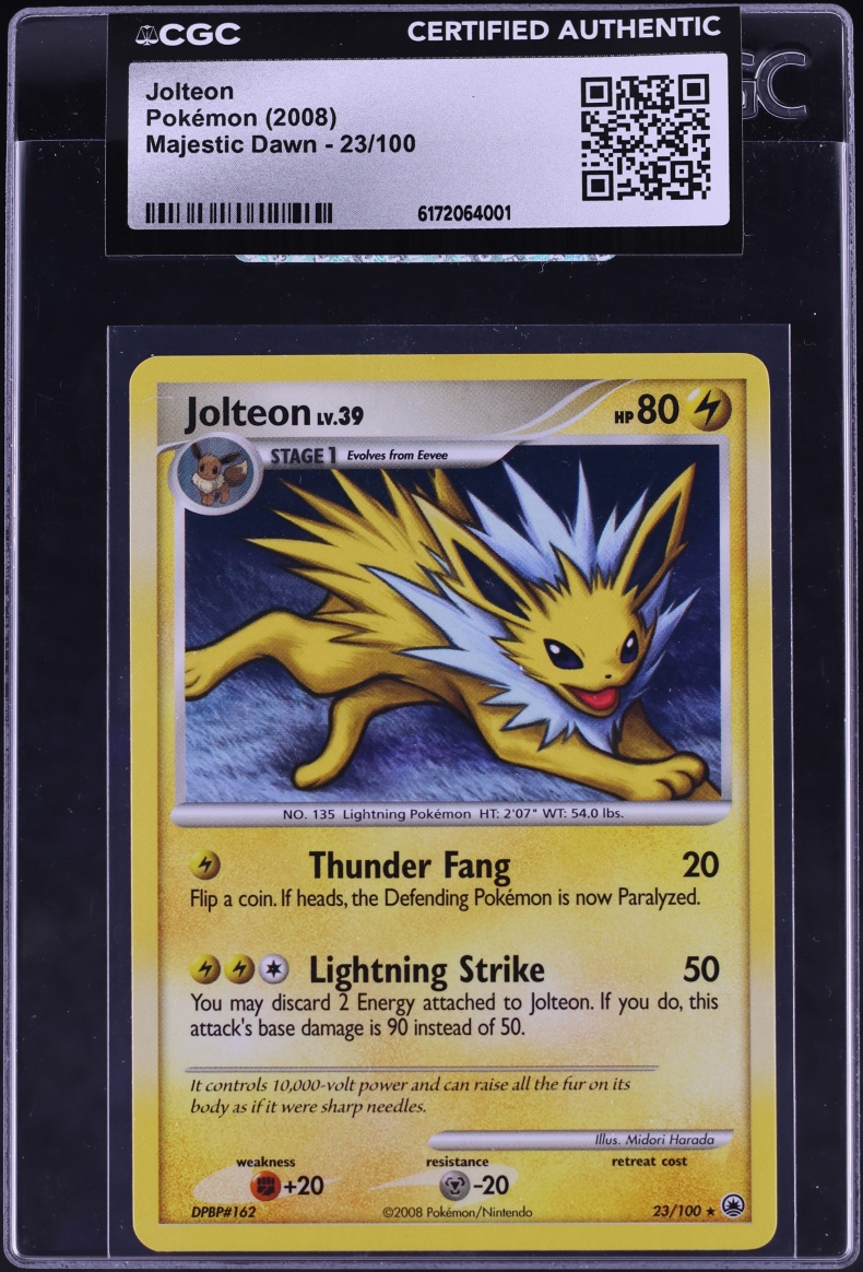 2008 Pokemon Diamond & Pearl Majestic Dawn Jolteon #23 CGC AUTH