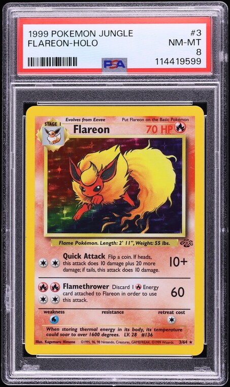 1999 Pokemon Jungle Holo Flareon #3 PSA 8 NM-MT - Main Image