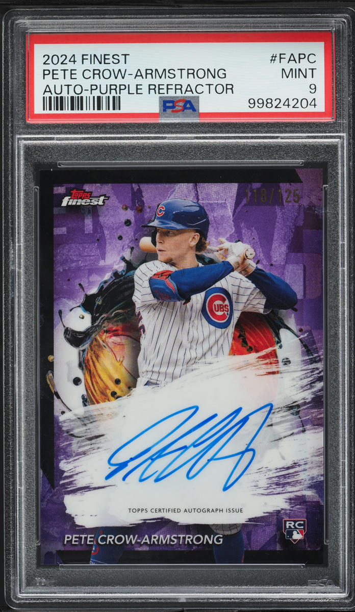 2024 Finest Purple Refractor Pete Crow-Armstrong ROOKIE AUTO /125 #FA-PC PSA 9
