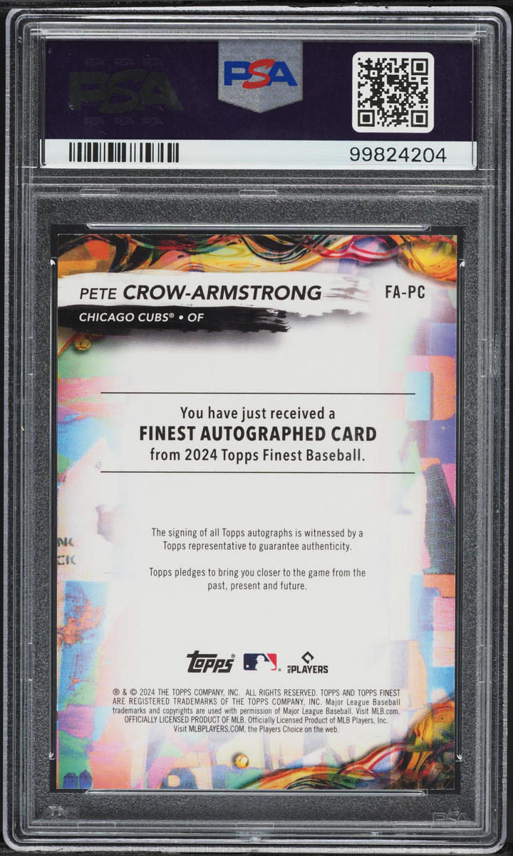 2024 Finest Purple Refractor Pete Crow-Armstrong ROOKIE AUTO /125 #FA-PC PSA 9