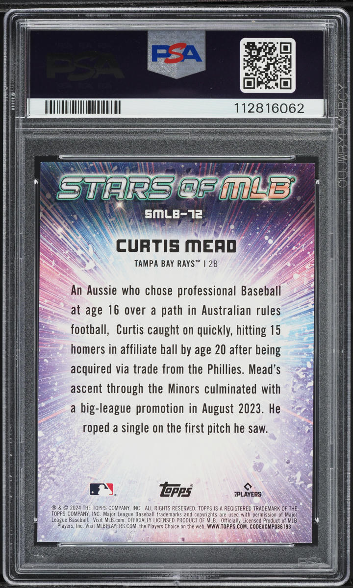 2024 Topps Stars Of MLB Update Curtis Mead ROOKIE #SMLB-72 PSA 7 NRMT