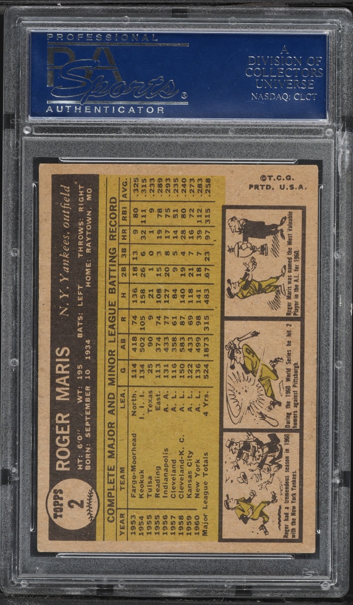 1961 Topps Roger Maris #2 PSA 4 VGEX
