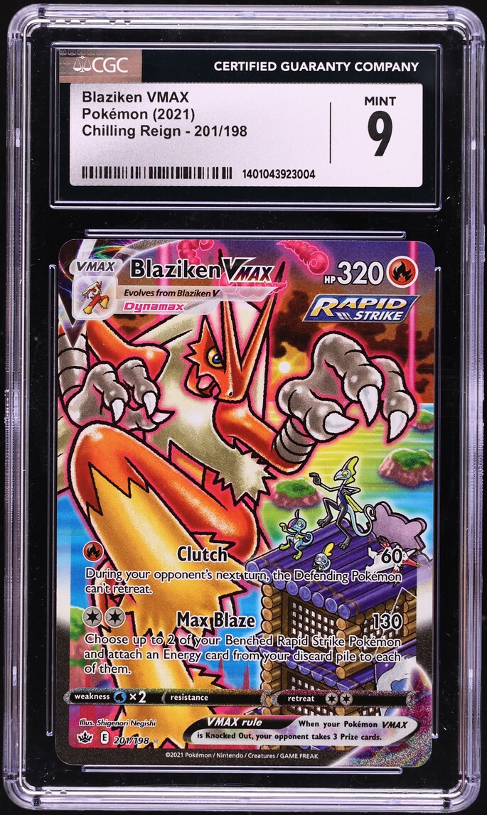 2021 Pokemon Sword & Shield Chilling Reign Alt Art Blaziken VMAX #201 CGC 9 MINT