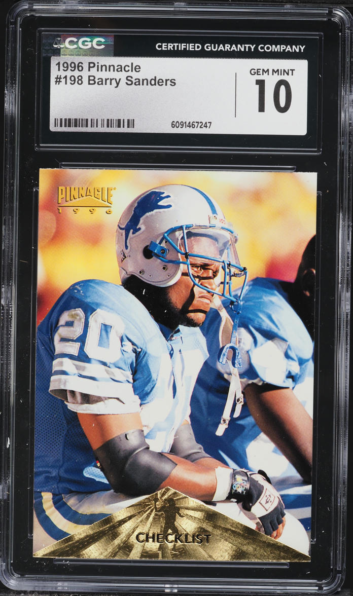 1996 Pinnacle Football Bary Sanders #198 CGC 10 GEM MINT