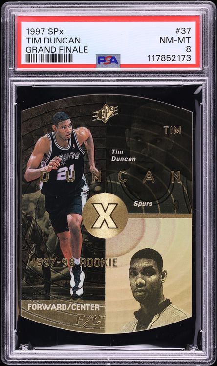 1997 SPX Grand Finale Tim Duncan ROOKIE /50 #37 PSA 8 NM-MT - Photo 1