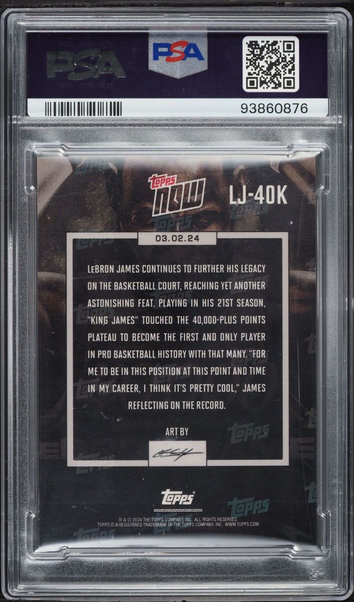 2023 Topps Now 40,000 Career Points LeBron James #LJ-40K PSA 10 GEM MINT