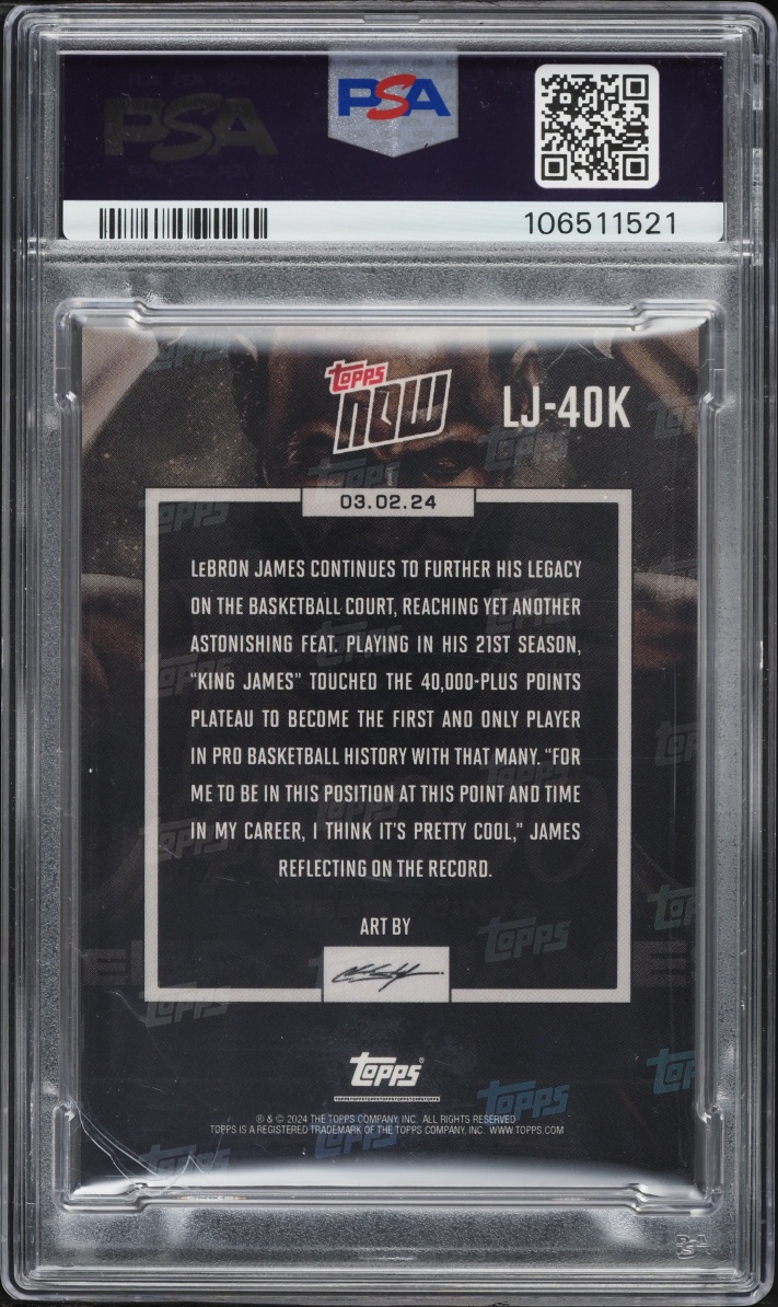 2023 Topps Now 40,000 Career Points LeBron James #LJ-40K PSA 10 GEM MINT