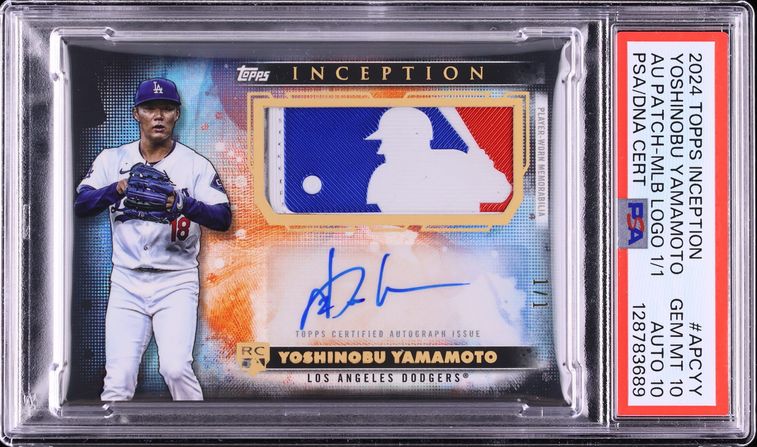 2024 Topps Inception Yoshinobu Yamamoto ROOKIE MLB LOGO PATCH AUTO DNA 10 1/1 #APCYY PSA 10 GEM