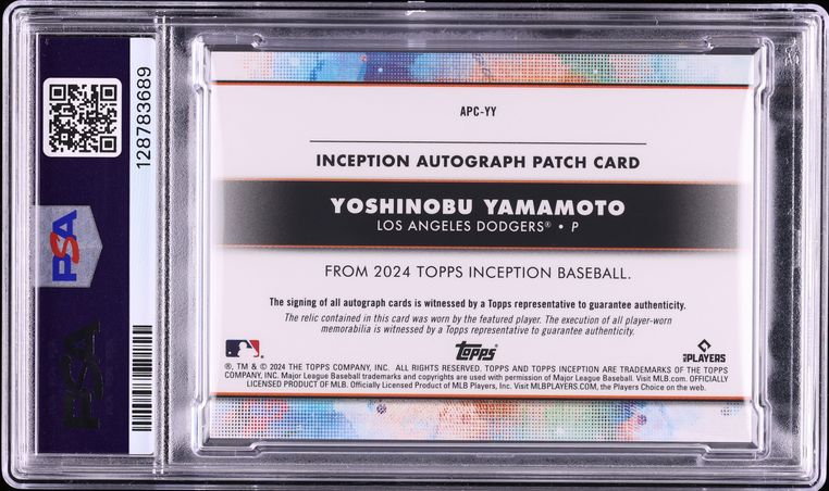 2024 Topps Inception Yoshinobu Yamamoto ROOKIE MLB LOGO PATCH AUTO DNA 10 1/1 #APCYY PSA 10 GEM