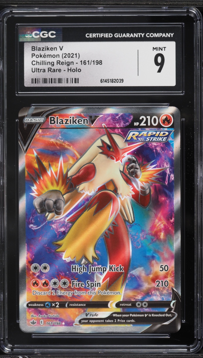 2021 Pokemon Sword & Shield Chilling Reign Full Art Blaziken V #161 CGC 9 MINT