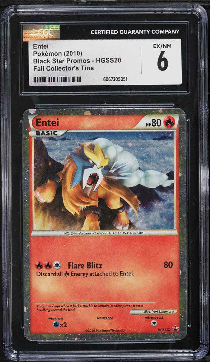 2010 Pokemon HGSS Black Star Promo Fall Collector's Tins Entei #HGSS20 CGC 6 EXMT