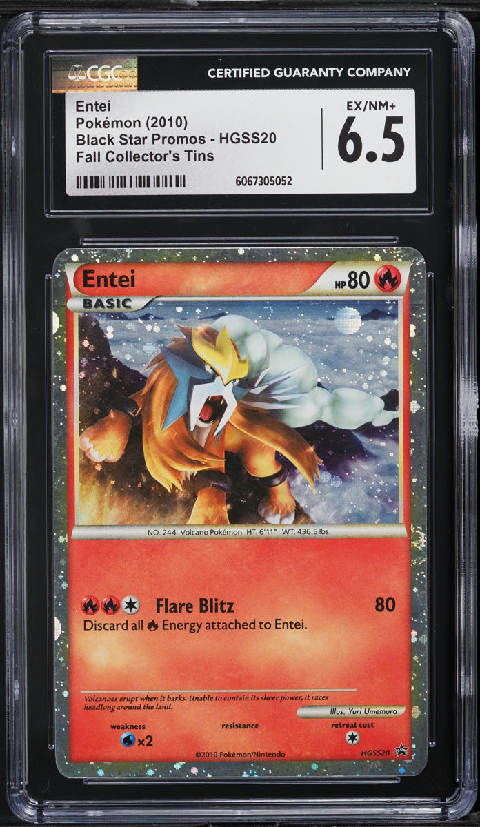2010 Pokemon HGSS Black Star Promo Fall Collector's Tins Entei #HGSS20 CGC 6.5 EXMT+