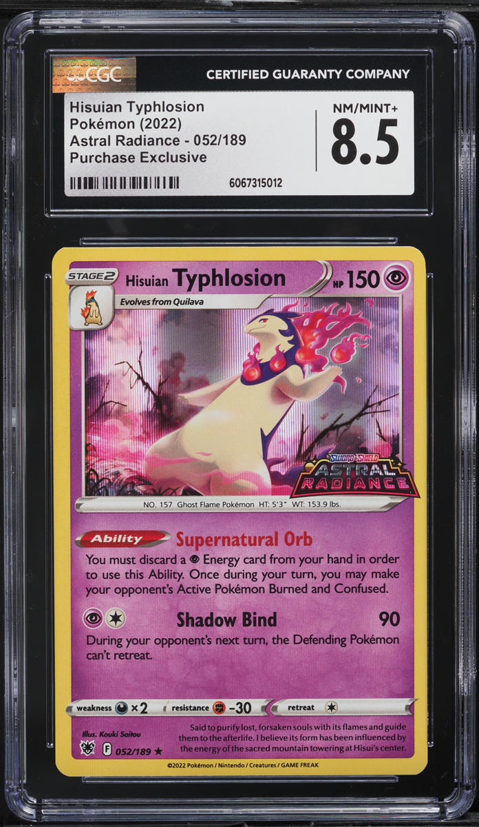 2022 Pokemon SWSH Astral Radiance Purchase Exclusive Hisuian Typhlosion #52 CGC 8.5 NM-MT+