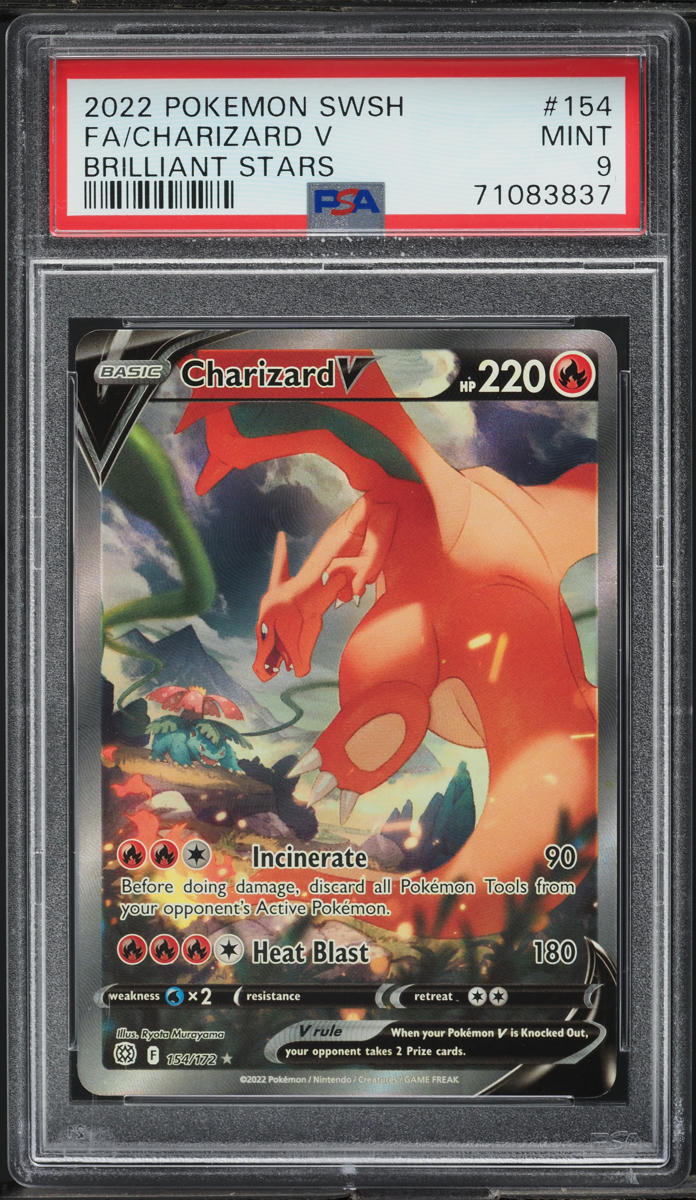 2022 Pokemon Sword & Shield Brilliant Stars Full Art Charizard V #154 PSA 9 MINT