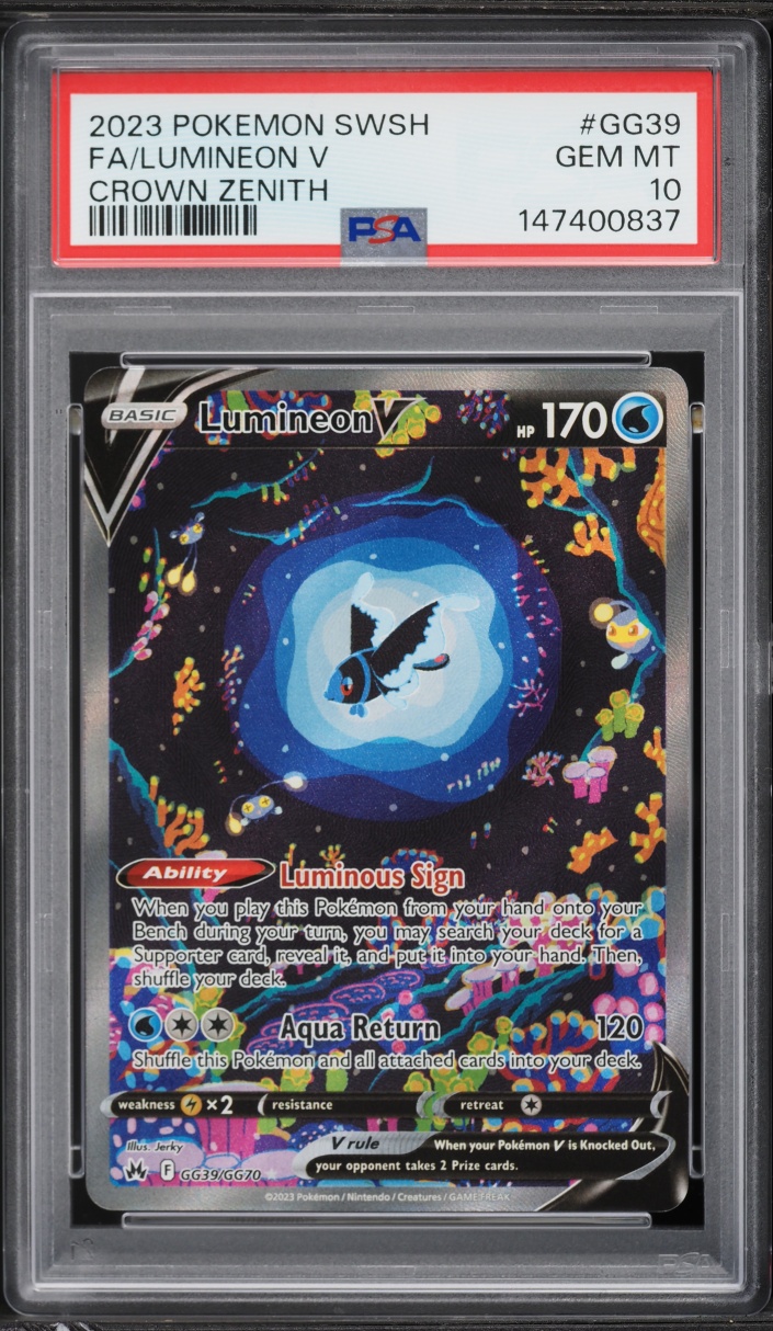 2023 Pokemon Sword & Shield Crown Zenith Alt Art Lumineon V #GG39 PSA 10 GEM MINT