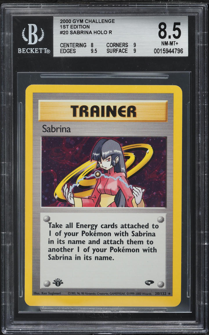 2000 Pokemon Gym Challenge 1st Edition Holo Sabrina #20 BGS 8.5 NM-MT+