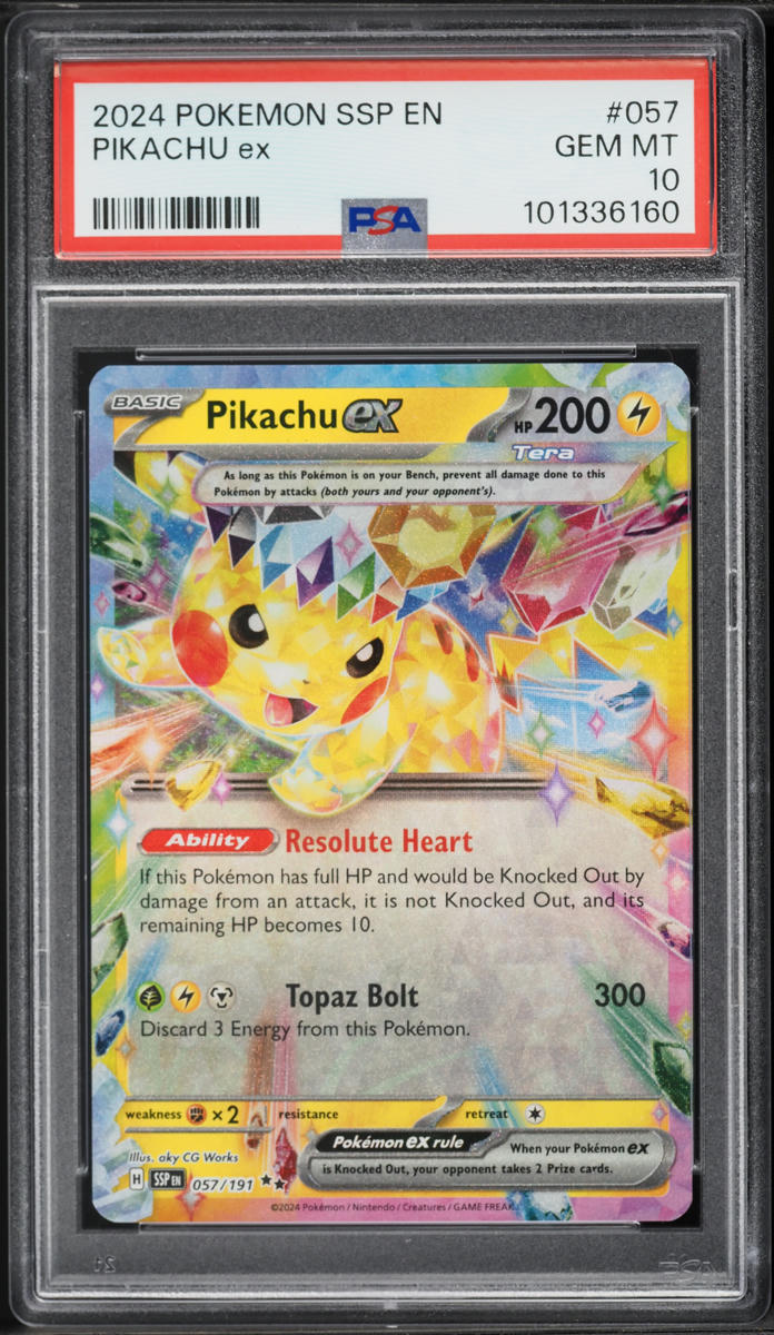 2024 Pokemon Scarlet & Violet Surging Sparks Pikachu ex #57 PSA 10 GEM MINT