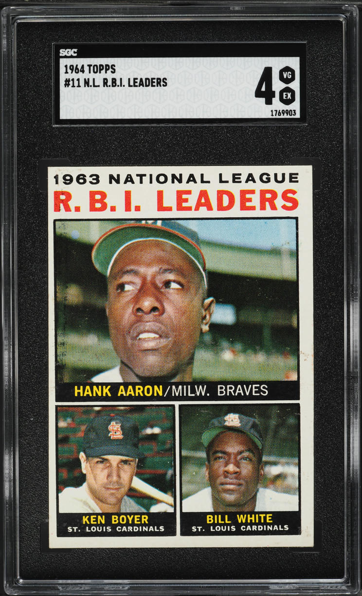 1964 Topps Hank Aaron Ken Boyer Bill White NL RBI LDRS #11 SGC 4 VGEX
